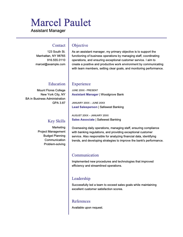 Basic management resume